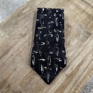 Evan Picone Black and Cream Patterned Tie